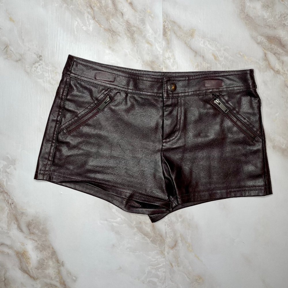 Dark Brown Faux Leather Shorts